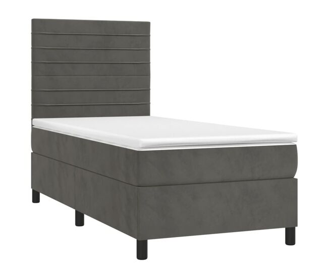 Cama box spring colchón y LED terciopelo - Rayas horizontales 90x190