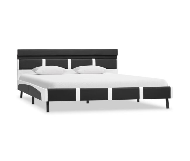 Estructura de cama con LED de cuero sintético 140x200