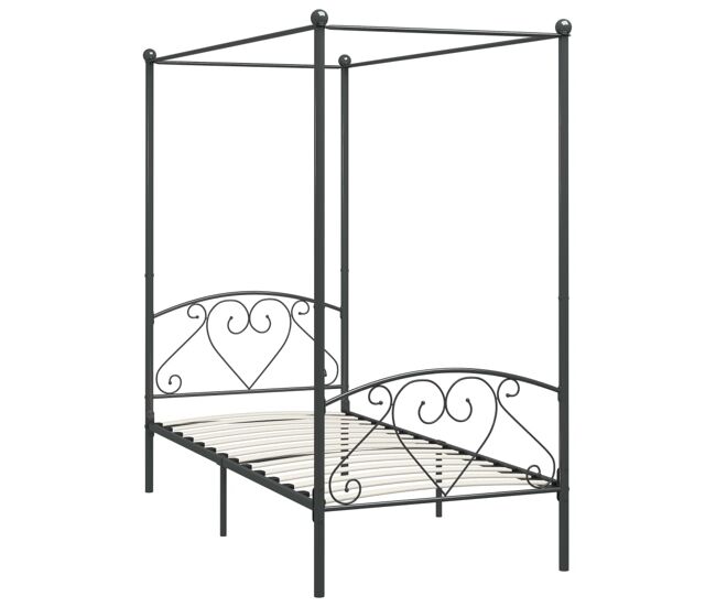 Estructura de cama con dosel metal gris 120x200 cm