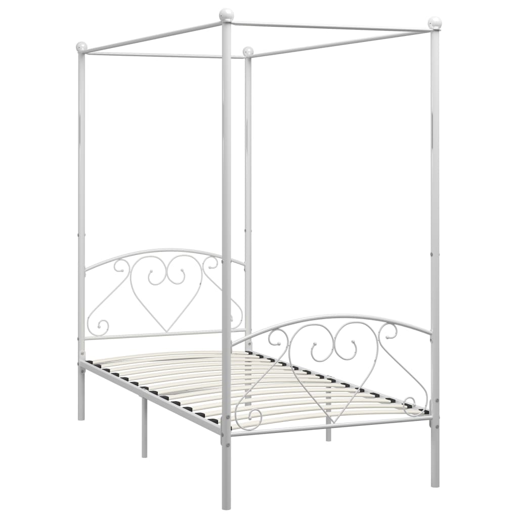 Estructura de cama con dosel metal blanco 120x200 cm