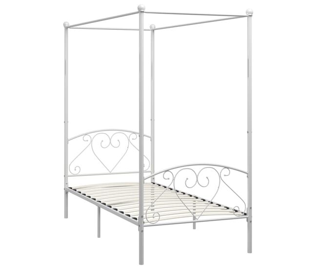 Estructura de cama con dosel metal blanco 120x200 cm