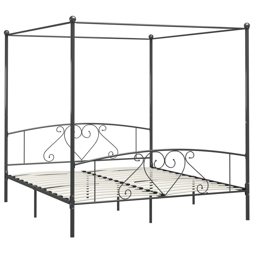 Estructura de cama con dosel metal gris 200x200 cm