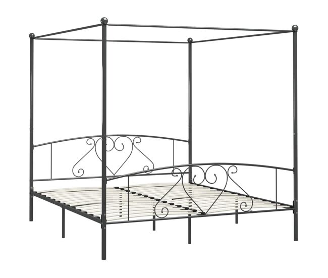 Estructura de cama con dosel metal gris 200x200 cm