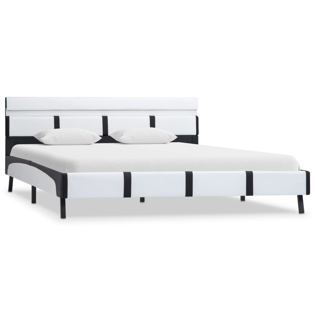 Estructura de cama con LED de cuero sintético 120x200 Blanco