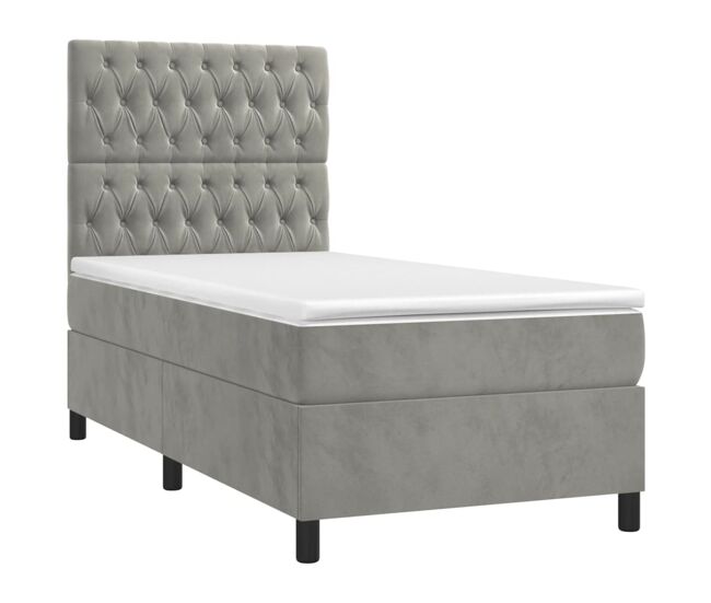 Cama box spring colchón y LED terciopelo - Diseño de botones 90x190