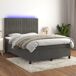 Cama box spring colchón y LED terciopelo - Rayas verticales 140x190 Cama box spring colchón y LED terciopelo - Rayas verticales 140x190 Gris
