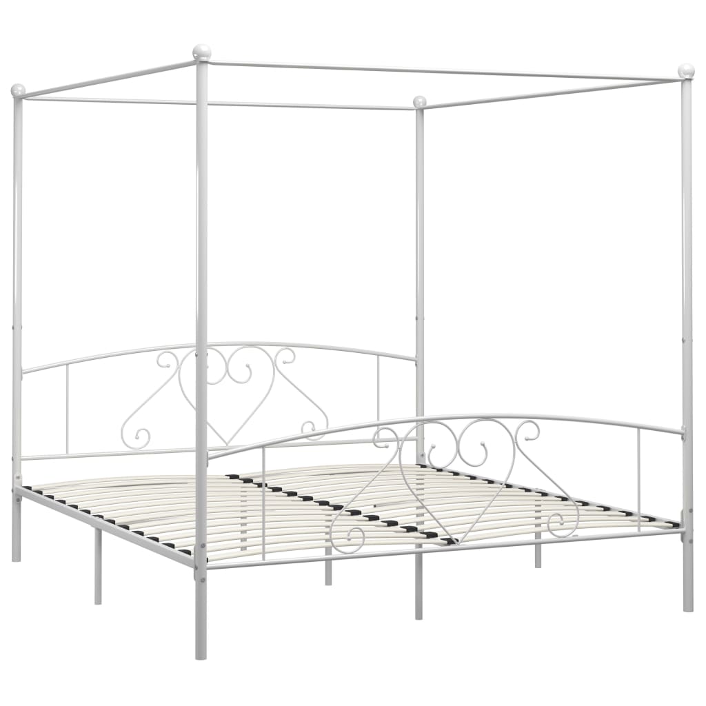 Estructura de cama con dosel metal blanco 180x200 cm