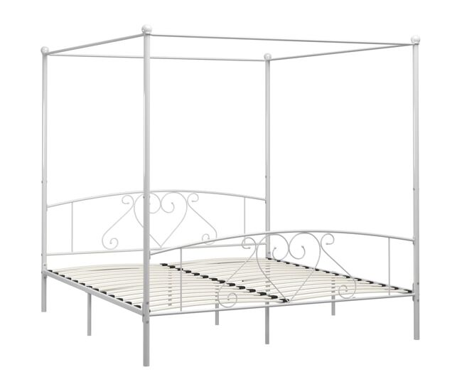 Estructura de cama con dosel metal blanco 180x200 cm