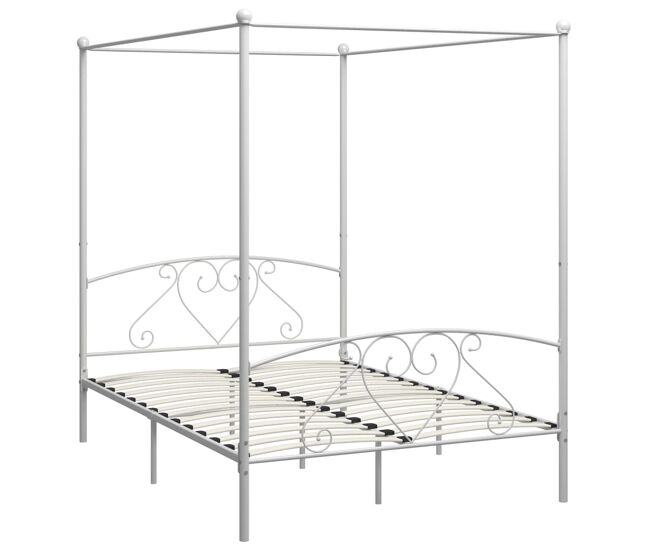 Estructura de cama con dosel metal blanco 160x200 cm