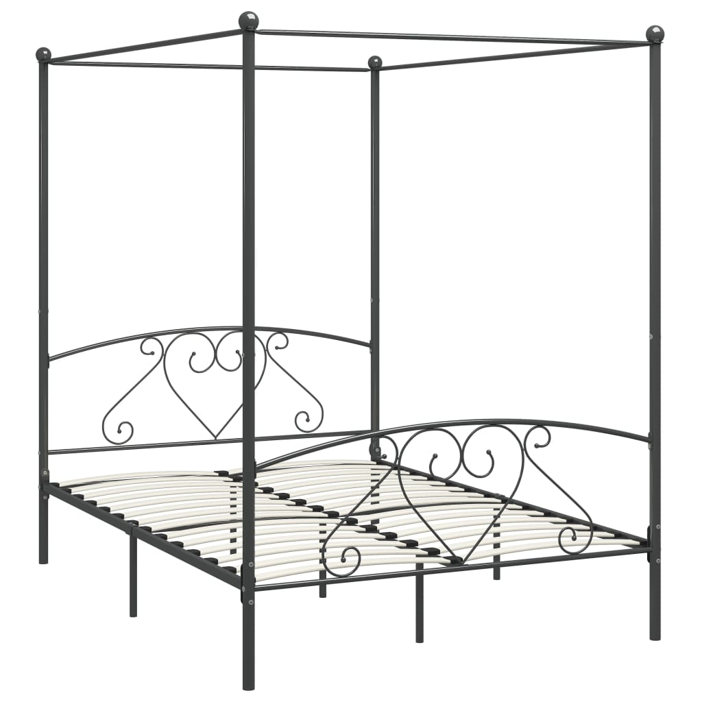 Estructura de cama con dosel metal gris 140x200 cm