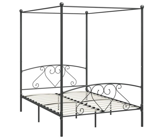 Estructura de cama con dosel metal gris 140x200 cm
