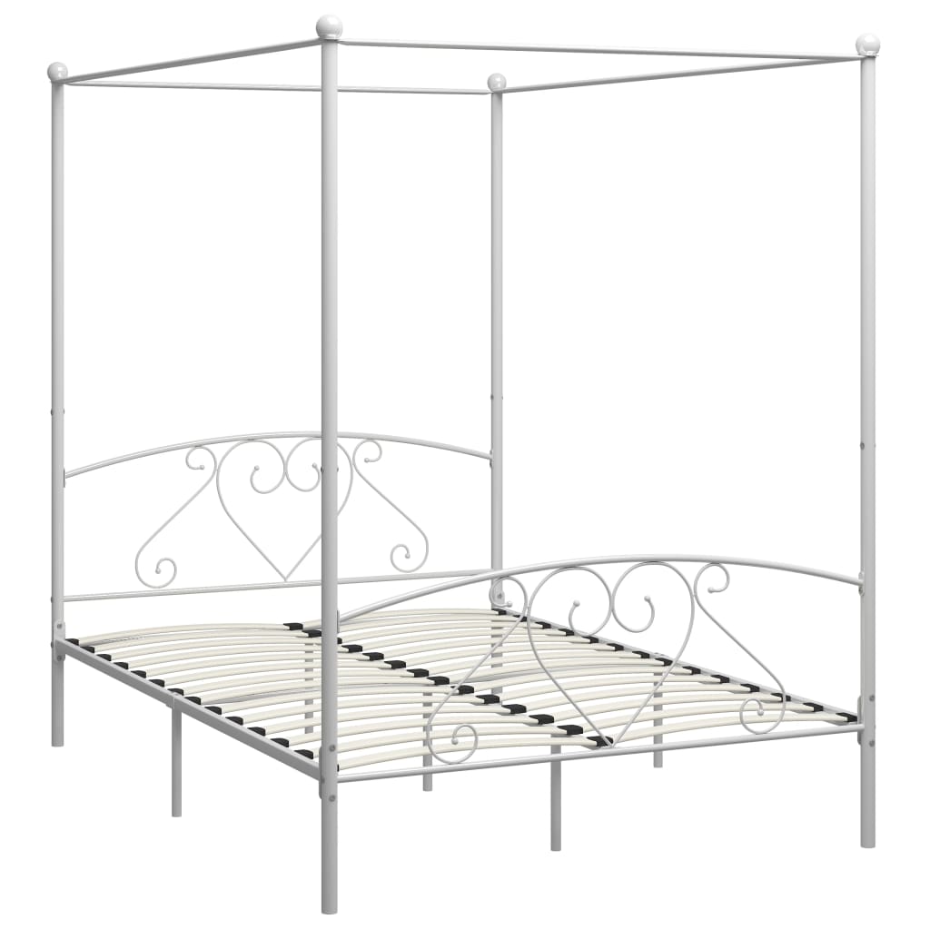 Estructura de cama con dosel metal blanco 140x200 cm