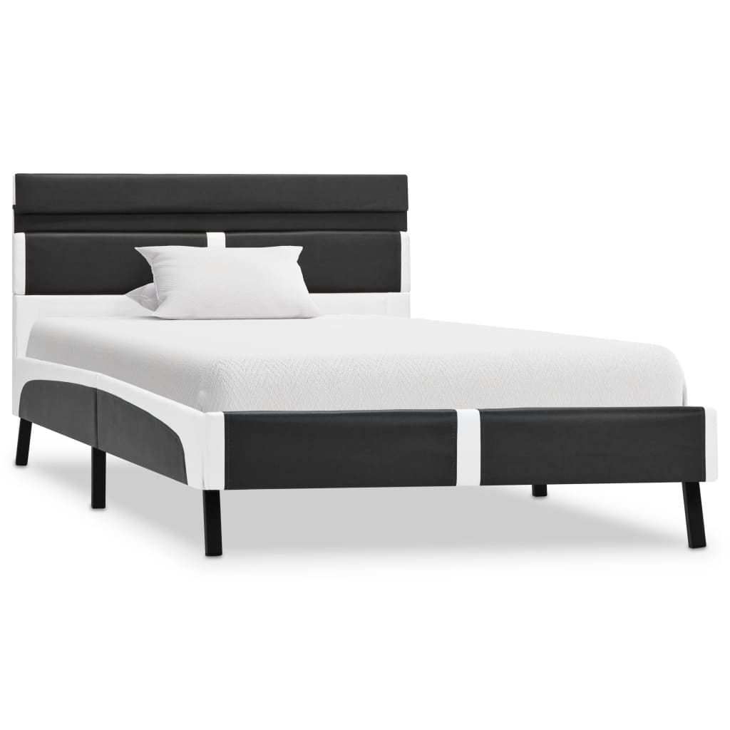 Estructura de cama con LED de cuero sintético 90x200 Gris