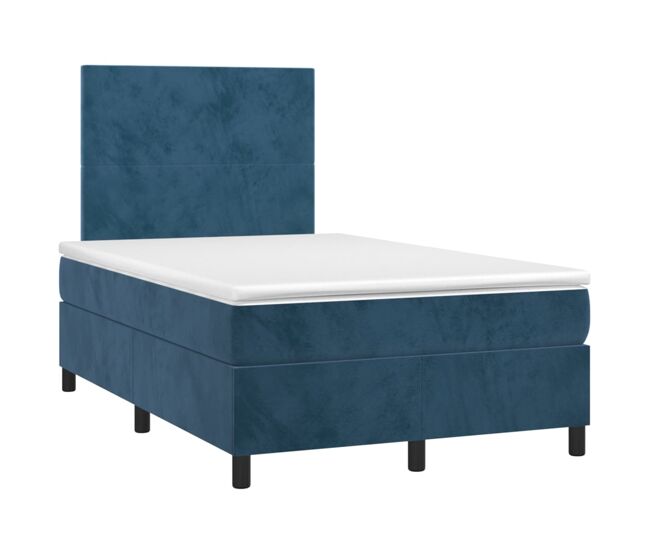Cama box spring colchón y LED terciopelo - Diseño plano 120x200