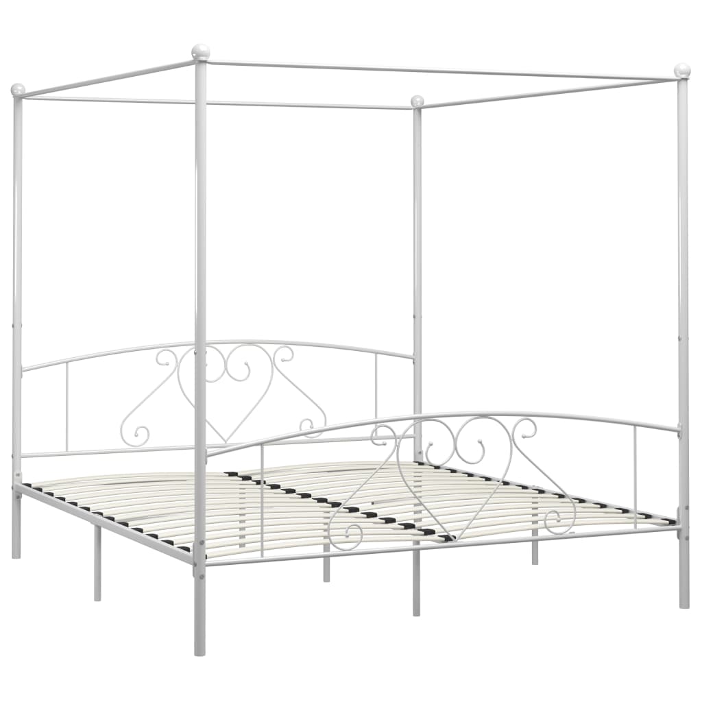 Estructura de cama con dosel metal blanco 200x200 cm