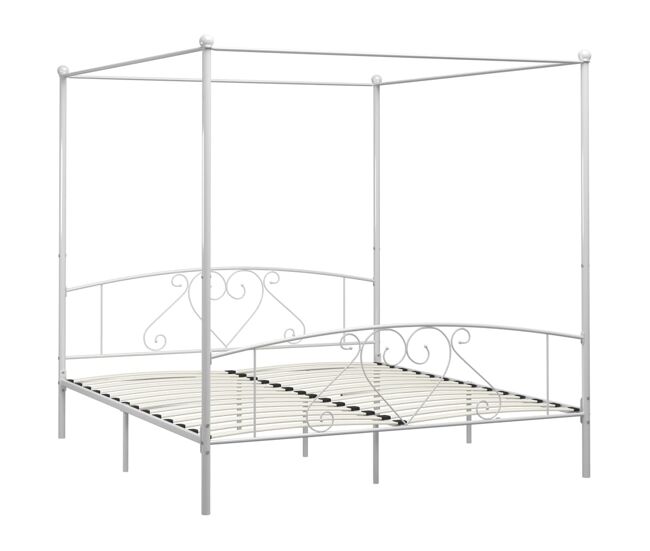 Estructura de cama con dosel metal blanco 200x200 cm