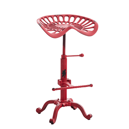 Taburete Industrial Butch Metal Rojo 34X44X56 cm