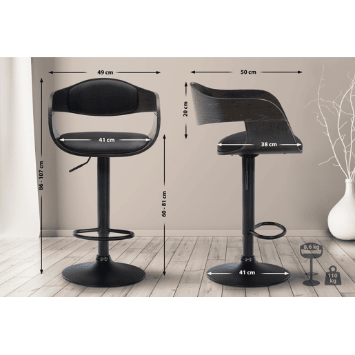 Taburete de bar Kingston Simil cuero Negrogris 50X48X87 cm