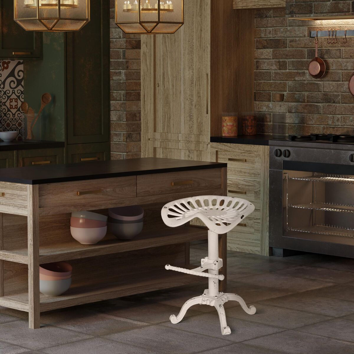 Taburete industrial butch 56x44x34 cm