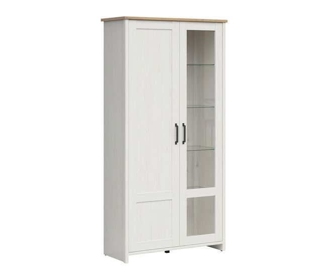 Vitrina 2 puertas aksel blanco y madera