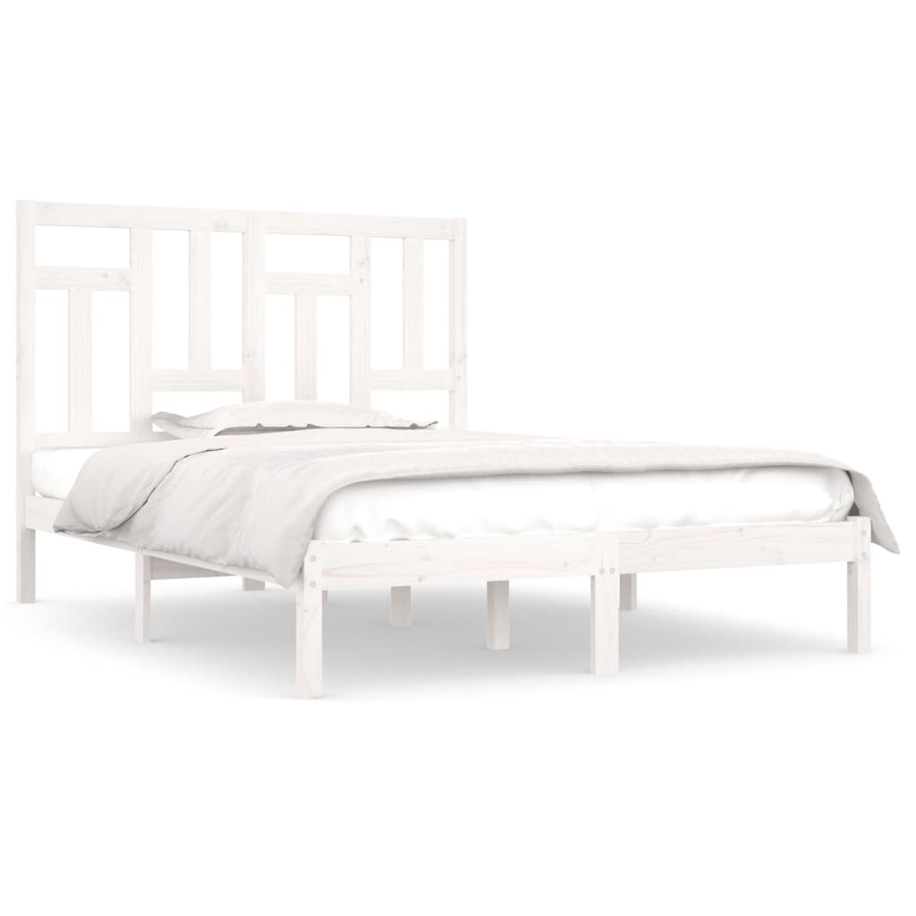 Estructura de cama de madera maciza de pino blanca 140x200 cm