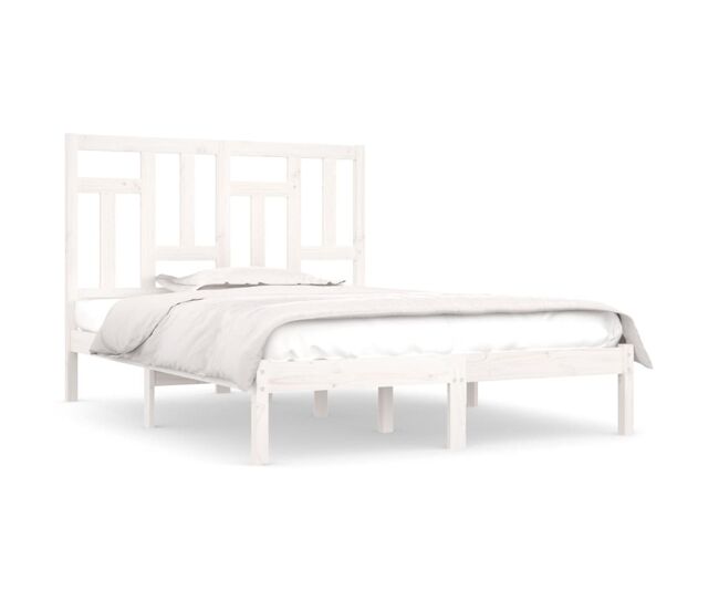 Estructura de cama de madera maciza de pino blanca 140x200 cm