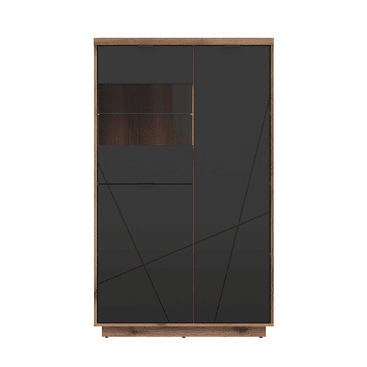 Vitrina 3 portas Sven Preto e Madeira