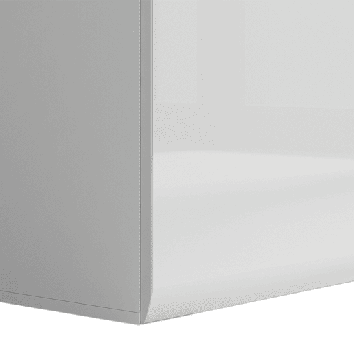 Armário de porcelana 2 portas com LED Darrel Branco laquê e Madeira