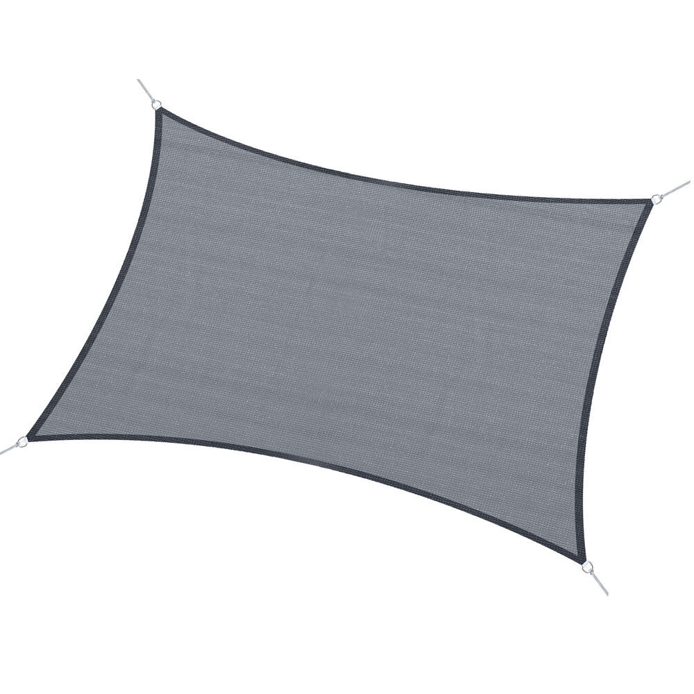 Outsunny toldo vela de sombra rectangular 4x6 m toldo de terraza de hdpe con anillo de acero inoxidable y cuerdas para jardín patio gris