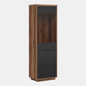Vitrina 2 portas Sven Preto e Madeira