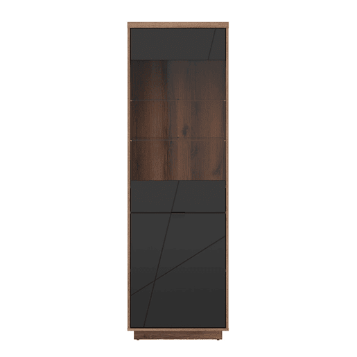 Vitrina 2 portas Sven Preto e Madeira