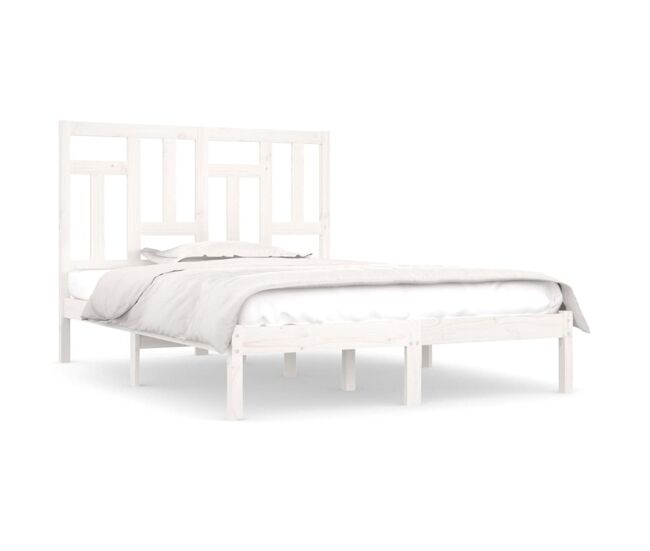 Estructura de cama de madera maciza de pino blanco 140x190 cm