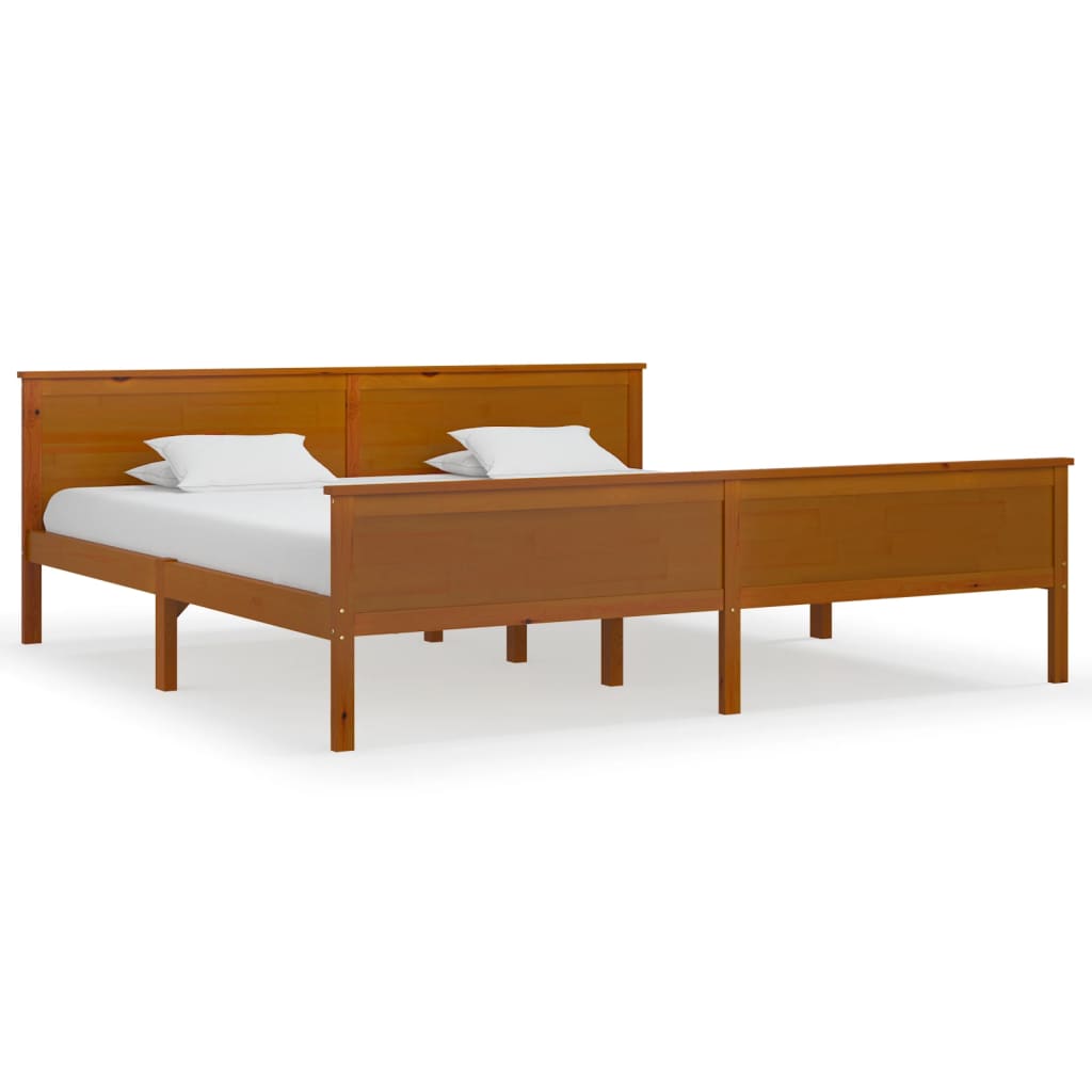 Estructura de cama madera maciza pino marrón miel 200x200 cm