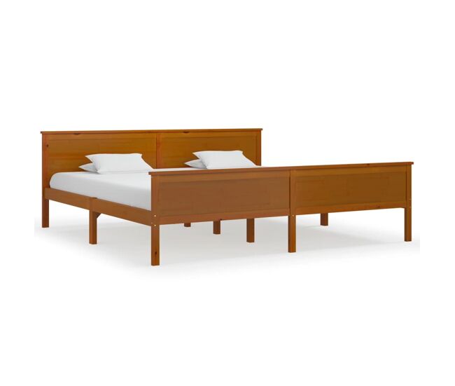 Estructura de cama madera maciza pino marrón miel 200x200 cm