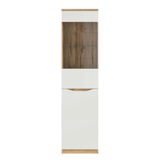 Vitrina de 1 porta June Branco e Madeira