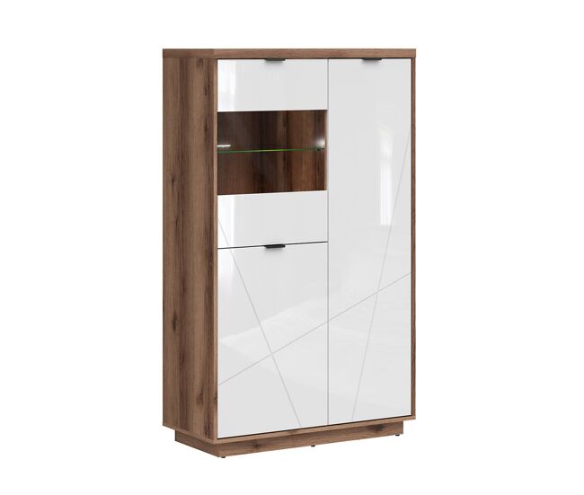 Vitrina 3 puertas sven blanco y madera
