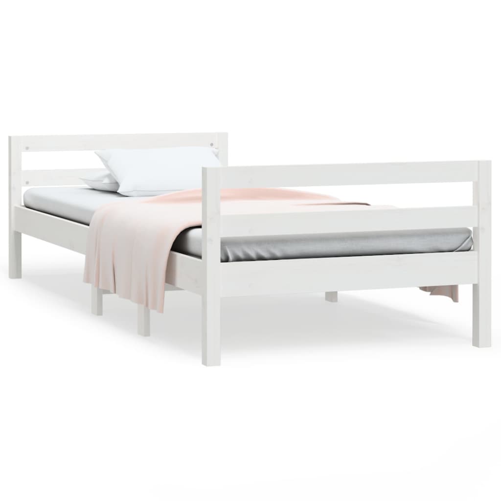 Estructura de cama madera maciza de pino blanco 90x200 cm