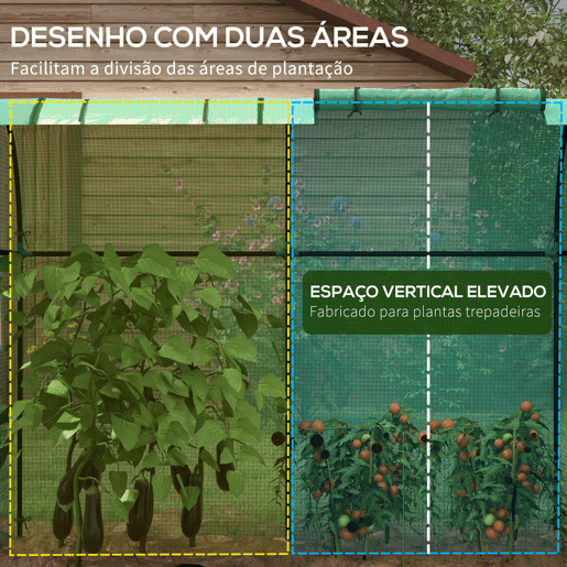 Outsunny Estufa de Jardim Estufa Resistente com 4 Janelas 2 Portas com Fecho de Correr Anti-UV para Cultivo de Plantas em Terraço Pátio 185x94x150 cm Verde