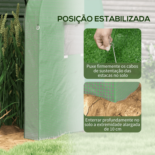 Outsunny Estufa de Jardim Estufa Resistente com 4 Janelas 2 Portas com Fecho de Correr Anti-UV para Cultivo de Plantas em Terraço Pátio 185x94x150 cm Verde