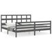 Estructura de cama con cabecero madera maciza 200x200 Estructura de cama con cabecero madera maciza 200x200 Gris