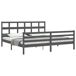 Estructura de cama con cabecero madera maciza 200x200 Estructura de cama con cabecero madera maciza 200x200 Gris