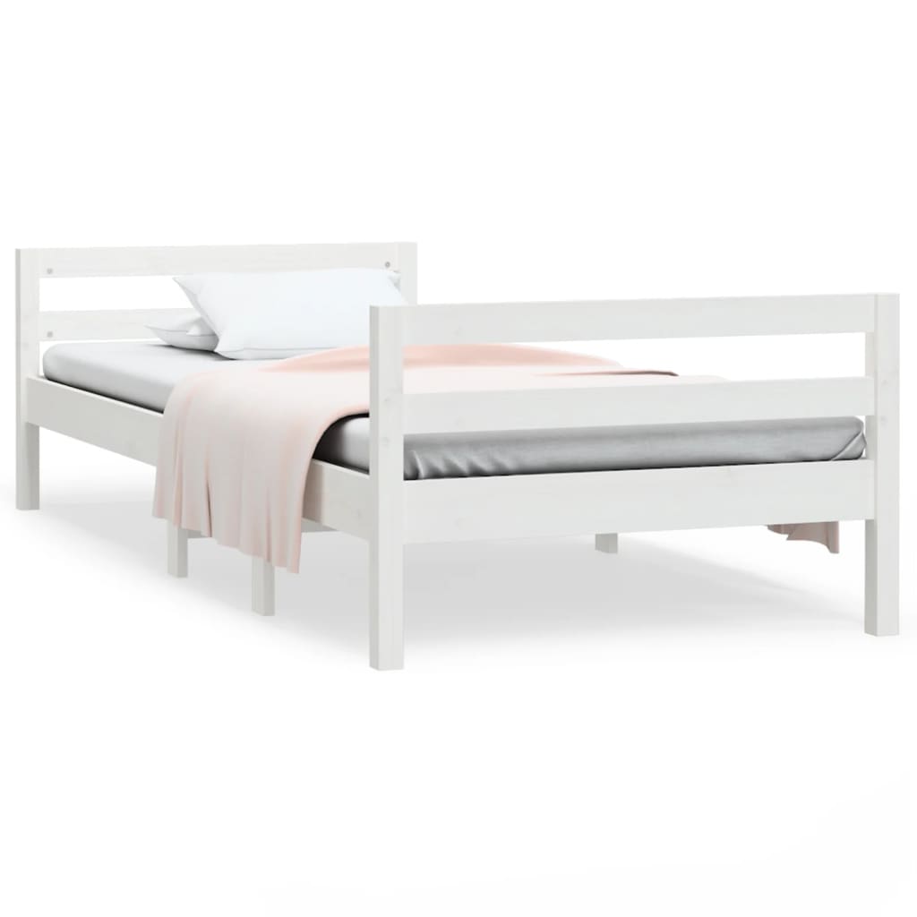 Estructura de cama madera maciza de pino blanco 90x190 cm