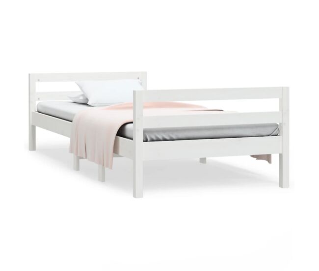 Estructura de cama madera maciza de pino blanco 90x190 cm