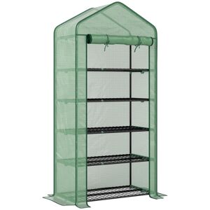 Outsunny Estufa de Jardim de 5 Prateleiras Estufa Resistente com 1 Porta com Fecho de Correr Anti-UV Desenhho Alargado e Prateleiras para Cultivo de Plantas em Terraço Pátio 90x49x193 cm Verde