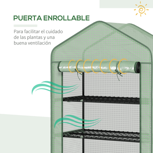 Outsunny Estufa de Jardim de 5 Prateleiras Estufa Resistente com 1 Porta com Fecho de Correr Anti-UV Desenhho Alargado e Prateleiras para Cultivo de Plantas em Terraço Pátio 90x49x193 cm Verde