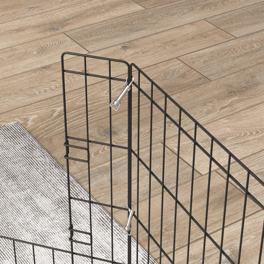 PawHut Parque para Cães 8 Painéis 61x61cm Dobráveis Gaiola Metálica para Animais de Estimação com Porta e Dupla Fechadura para Jardim Pátio Exterior Preto