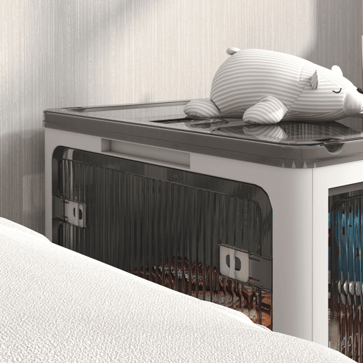 HOMCOM Caixa de Armazenamento Empilhável com Tampa 69L Caixa Organizadora Dobrável com Rodas Contentor de Plástico com Acesso a 5 Lados 60x42x34 cm Branco