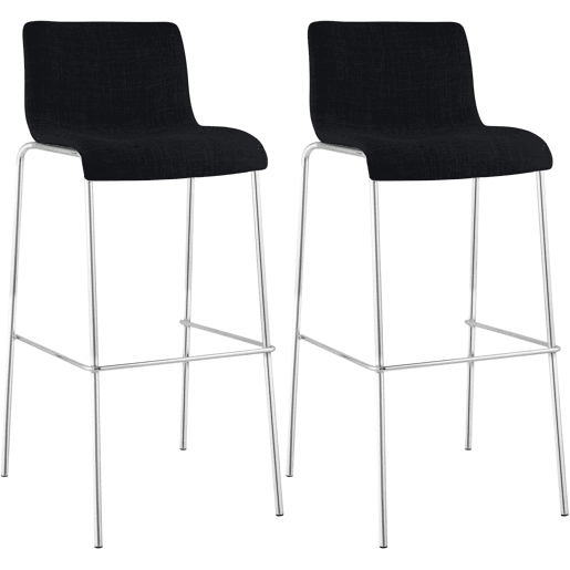 Juego de 2 taburetes de bar Hover, tela, base de cuatro patas Negro 48X43X100 cm