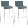 Juego de 2 taburetes de bar Hover, tela, base de cuatro patas Azul 48X43X100 cm