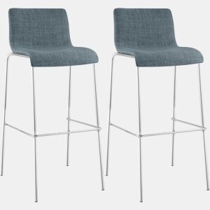 Juego de 2 taburetes de bar Hover, tela, base de cuatro patas Azul 48X43X100 cm